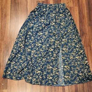 Floral Blue Maxi Skirt Medium